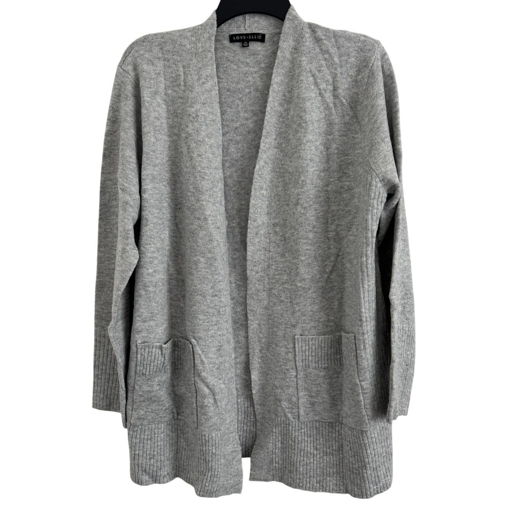 Love Ellie Cardigan Open Front Women XL Gray Soft Knit Pocketed